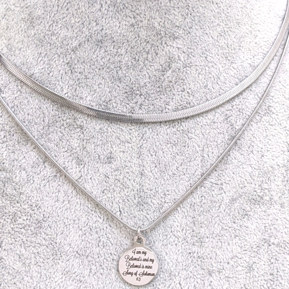 Christian Bible Verse Scripture Double Necklace